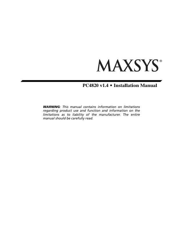 Page 1 of PC4820 v1.4 IM ENG INT 29005941 R002