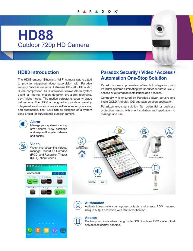 Page 1 of Paradox HD88 datasheet