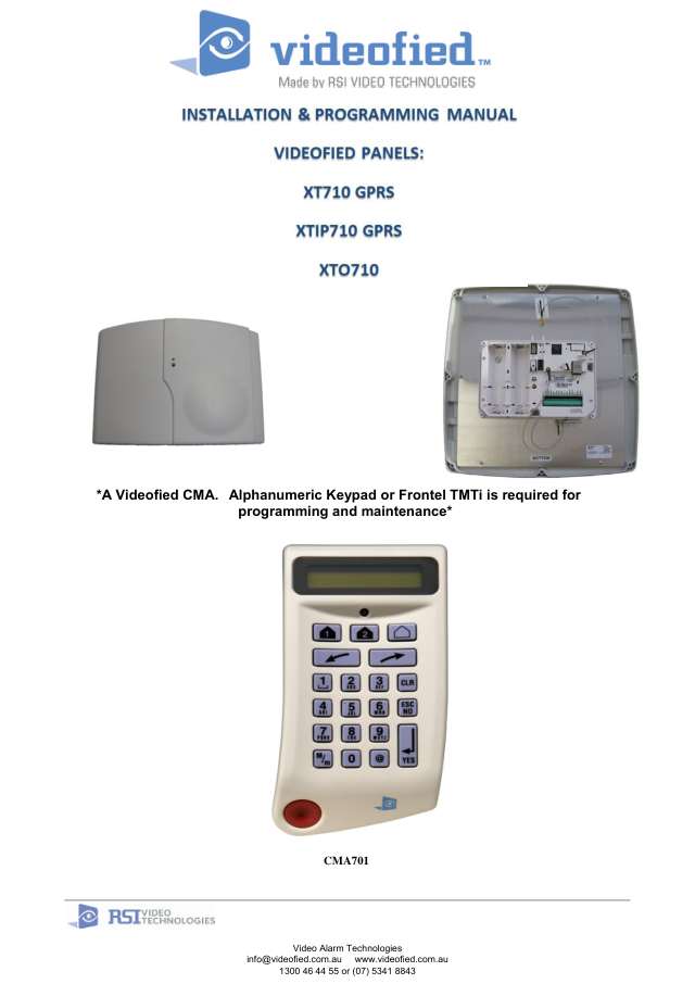 Page 1 of XT710 GPRS - XTIP710 GPRS - XTO710 Installation & Programming Manual