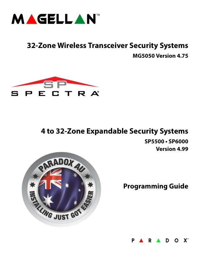 Page 1 of MG5050 / SP5500 / SP6000 Programming Guide