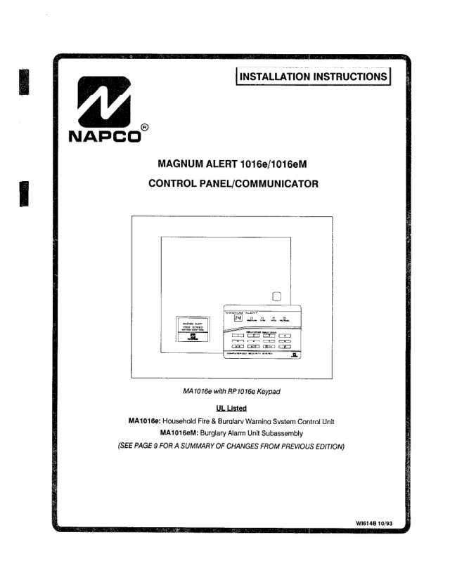 Page 1 of MA1016e INSTALLER