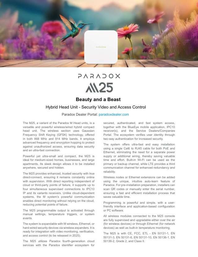 Page 1 of M25 Brochure