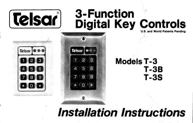 Page 1 of Telsar T-3 Keypad (Install)