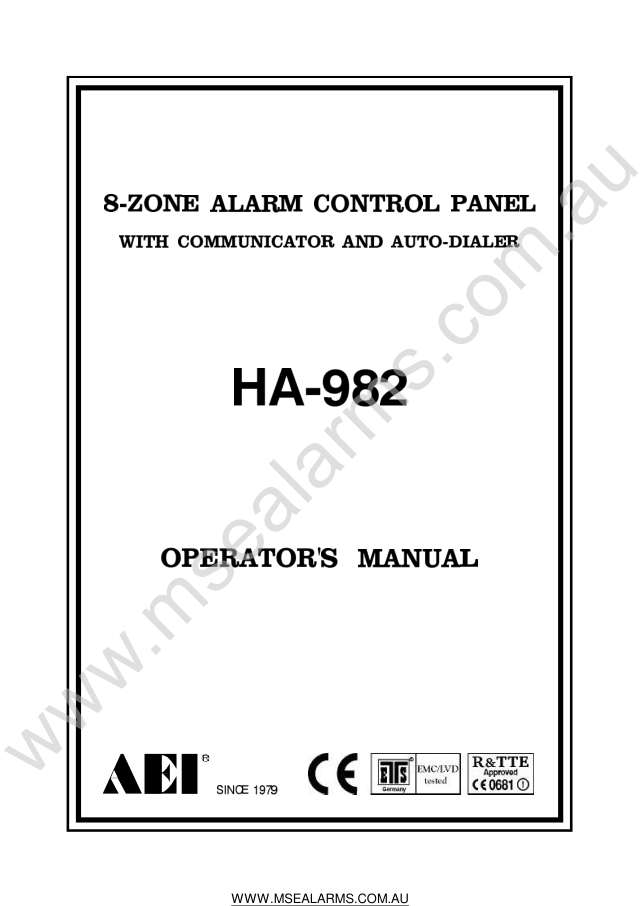 Page 1 of AEI HA-982 User Manual