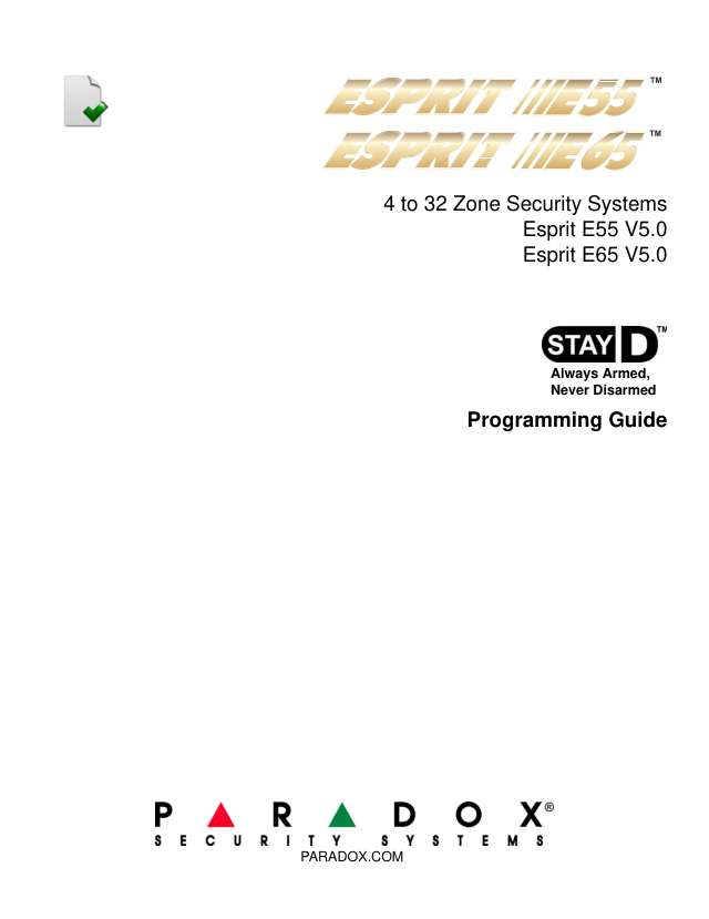 Page 1 of Esprit E55 / E65 V5.0 Programming Guide