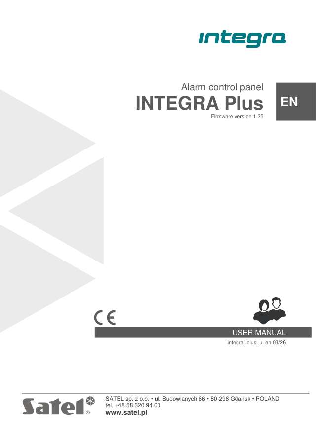 Page 1 of INTEGRA Plus Control Panel User Manual