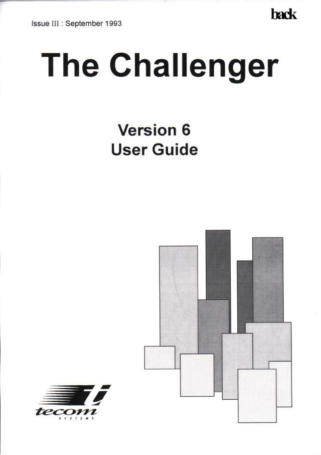 Page 1 of Tecom Challenger V6 user manual