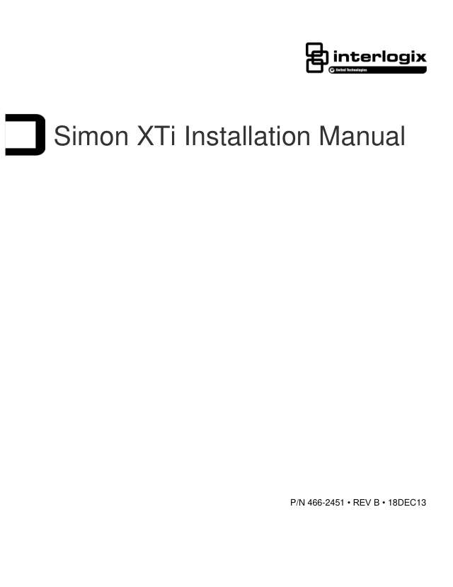 Page 1 of 466-2451 Simon XTi Installation Manual rev B